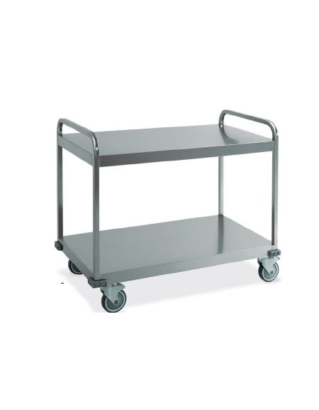 Carrello in acciaio inox AISI 304 per trasporto pesante - 2 piani lisci da cm 100x58 saldati - Portata Kg 300  - cm 108x61x93h