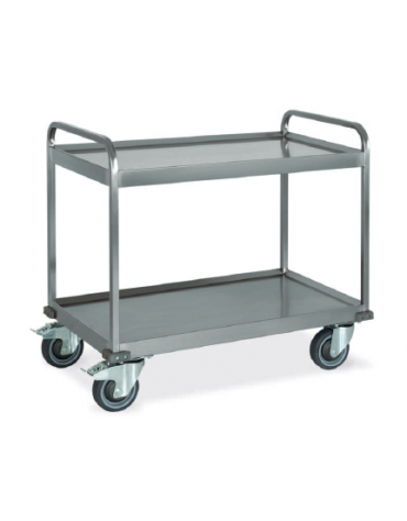 Carrello inox AISI 304 per trasporto pesante- 2 piani lisci, saldati al telaio - portata 500 kg - cm 108x61x96h
