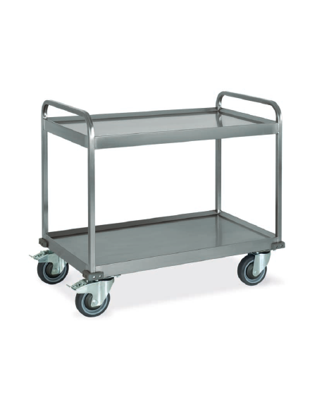 Carrello inox AISI 304 per trasporto pesante- 2 piani lisci, saldati al telaio - portata 500 kg - cm 108x61x96h