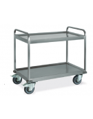 Carrello inox AISI 304 per trasporto pesante - 2 piani a vasca, saldati al telaio - cm 108x61x96h