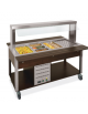 Buffet termico 4xGN1/1 colore Rovere, con parafiato fisso - illuminazione a LED - cm 161x68x144h