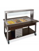Buffet termico 6xGN1/1 colore Rovere, con parafiato fisso - illuminazione a LED - cm 226x68x144h