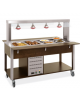 Carrello buffet termico 4xGN1/1 colore Rovere - parafiato fisso e lampade a infrarossi - cm 161x68x144h