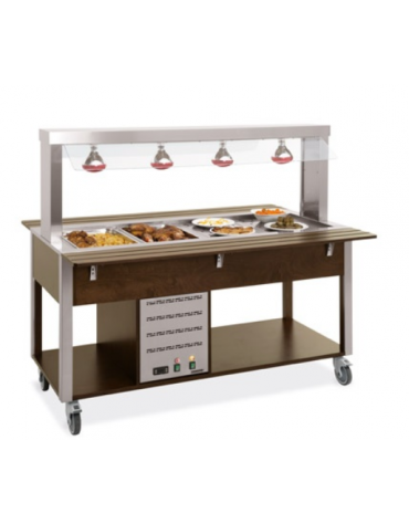 Buffet termico con parafiato fisso - lampade a infrarossi - rovere - wengè - RAL cm 193x68x144h