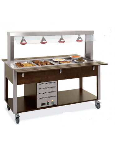 Buffet termico con parafiato fisso - lampade a infrarossi - rovere - wengè - RAL cm 226x68x144h