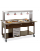Carrello buffet termico 6xGN1/1 colore Rovere - parafiato fisso e lampade a infrarossi - cm 226x68x144h