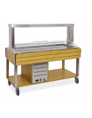 Carrello buffet termico 2xGN1/1 colore Rovere, con parafiato mobile - illuminazione a LED - cm 80x68x144h