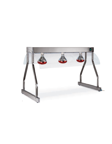 Telaio in tubo e lamiera di acciaio inox con 2 lampade a infrarssi GN 2x1/1 cm 70x53x70