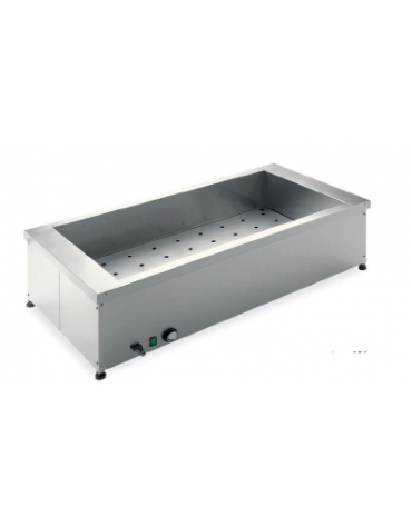 Tavola calda da banco in acciaio inox con griglia fondo - capacità 2 x 1/1 GN cm 81x60x34h