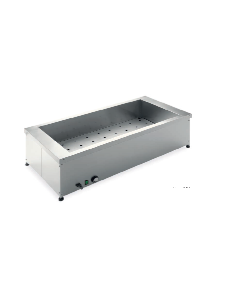 Tavola calda da banco in acciaio inox con griglia fondo - capacità 2 x 1/1 GN cm 81x60x34h