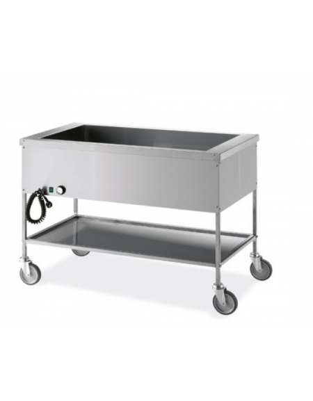 Carrello termico bagnomaria per distribuzione pasti con telaio a giorno capacità 2 x 1/1 GN cm 81x60x84h