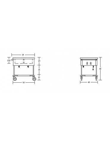 Carrello termico telaio a giorno - con temperature differenziate capacità 2 x 1/1 GN cm 87x65x86h