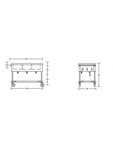 Carrello termico telaio a giorno - con temperature differenziate capacità 3 x 1/1 GN cm 125x65x86h