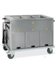 Carrello termico armadiato-vasca unica 4x1/1GN 3 vani neutri,1 riscaldato cm 172x72x96h