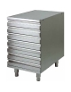 CASSETTIERA INOX AISI 304 PER CONTENITORI IMPASTI PIZZA N° 7 CASSETTI CM 60X40 - MISURE ESTERNE CM 52X80X81H