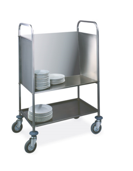 Carrello trasporto piatti impilato in acciaio inox AISI 304 con ripiano inferiore - Portata piatti 200 - cm 84x51x116h