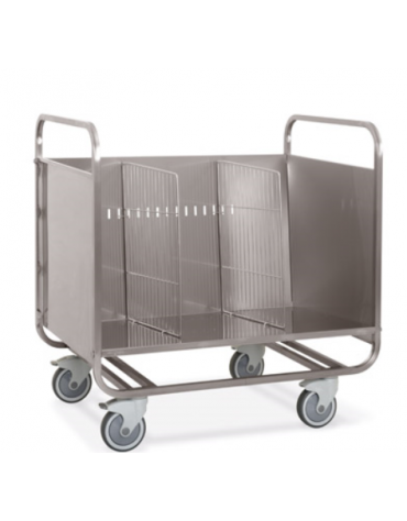 Carrello trasporto piatti/vassoi impilati in acciaio inox AISI 304 - cm 90x60x91h