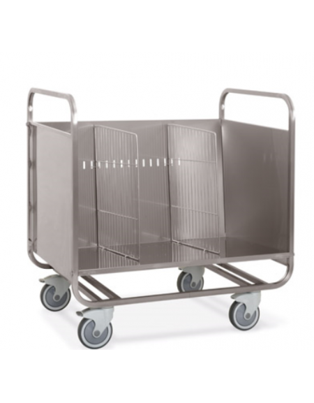 Carrello trasporto piatti/vassoi impilati in acciaio inox AISI 304 - cm 90x60x91h