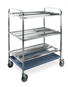 Carrello inox con 3 piani scolapiatti - portata 216 piatti Ø cm 16÷26 - cm 102x62x121h