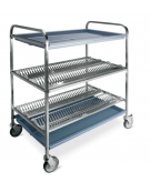 Carrello inox con 2 piani scolapiatti, portata 144 Piatti  Ø cm 16÷26 + 1 piano scolabicchieri - cm 102x62x121h