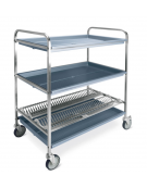 Carrello inox con 1 piano scolapiatti, portata 72 Piatti Ø cm 16÷26 + 2 piani scolabicchieri - cm 102x62x121h
