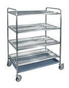 Carrello inox con 4 piani scolapiatti - portata 180 piatti Ø cm 16÷26 - cm 87x62x159h