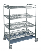 Carrello inox AISI 304 con 4 piani scolapiatti portata 288 Ø cm 16÷26 - cm 102x62x159h
