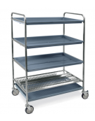 Carrello inox con 1 piano scolapiatti, portata 72 Piatti Ø cm16÷26 + 3 piani scolabicchieri - cm 102x62x159h