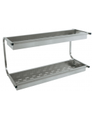 Mensola scolabicchieri inox a parete con 2 piani scolabicchieri - cm 98x42x48h