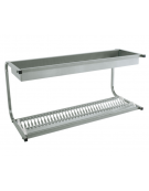 Mensola Scolapiatti/scolabicchieri inox a parete - 1 piano scolabicchieri + 1 piano scolapiatti portata 30 piatti - cm 83x42x48h