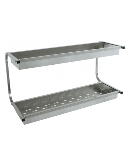 Mensola scolabicchieri inox a parete con 2 piani scolabicchieri - cm 83x42x48h