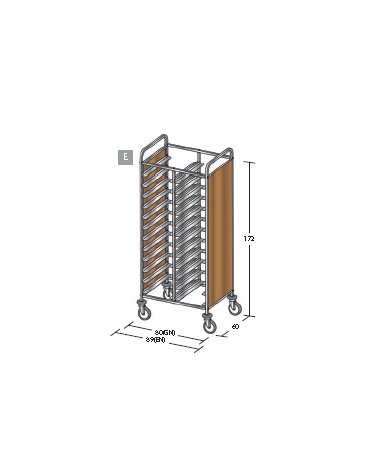 Carrello portavassoi pannelli in nobilato colore ciliegio - Portata vassoi 24EN cm 89x60x172h