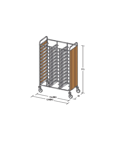 Carrello portavassoi pannelli in nobilato colore ciliegio - Portata vassoi 36EN cm 129x60x172h