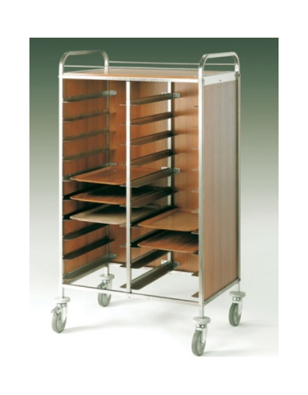 Carrello portavassoi nobilato su tre lati colore ciliegio - Portata vassoi 20GN cm 80x60x150h