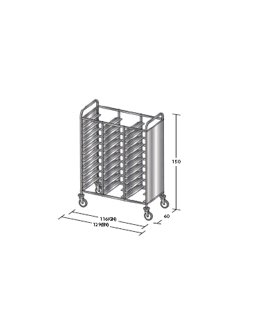 Carrello portavassoi in acciaio inox su 2 lati - Portata vassoi 30GN cm 116x60x150h