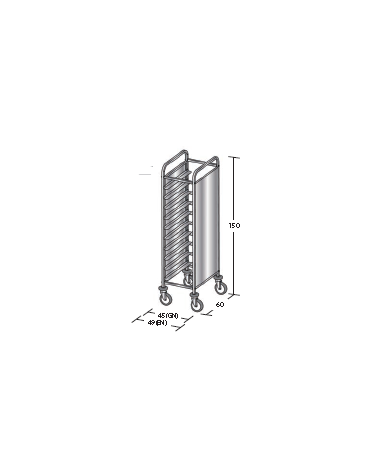 Carrello portavassoi in acciaio inox su 2 lati - Portata vassoi 10EN cm 49x60x150h