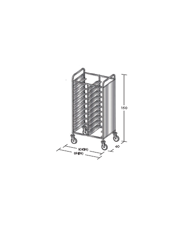Carrello portavassoi in acciaio inox su 2 lati - Portata vassoi 20EN cm 89x60x150h