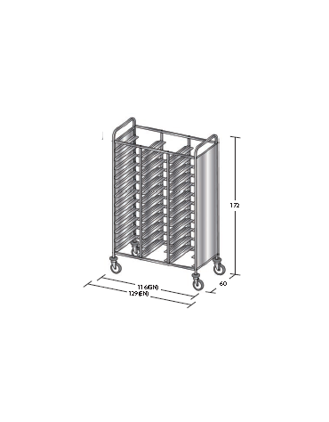 Carrello portavassoi in acciaio inox su 2 lati - Portata vassoi 36EN cm 129x60x172h