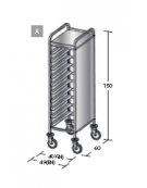 Carrello portavassoi in acciaio inox AISI 304 su 3 lati - Portata vassoi 10GN - cm 45x60x150h