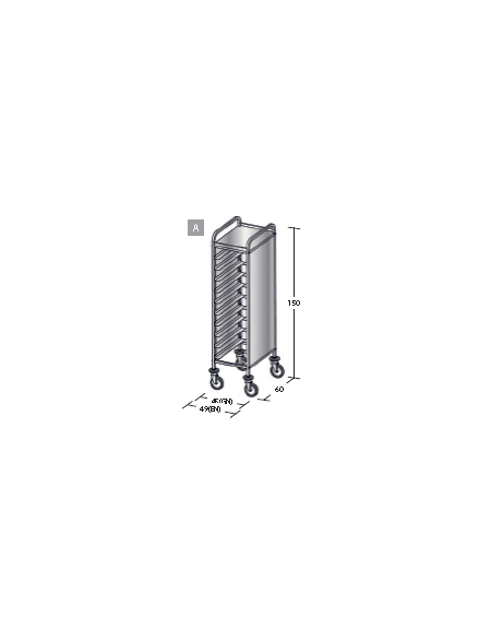 Carrello portavassoi in acciaio inox su 3 lati - Portata vassoi 10GN cm 45x60x150h