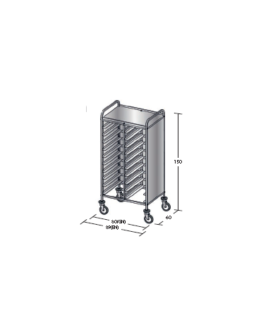 Carrello portavassoi in acciaio inox su 3 lati - Portata vassoi 20GN cm 80x60x150h