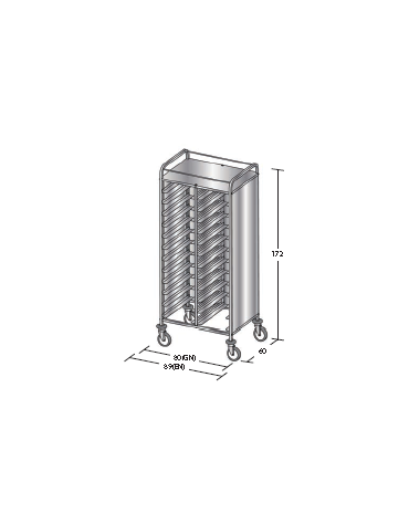 Carrello portavassoi in acciaio inox su 3 lati - Portata vassoi 24GN cm 80x60x172h