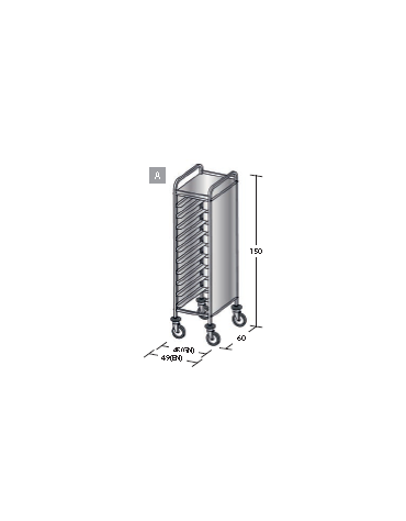 Carrello portavassoi in acciaio inox su 3 lati - Portata vassoi 10EN - cm 49x60x150h