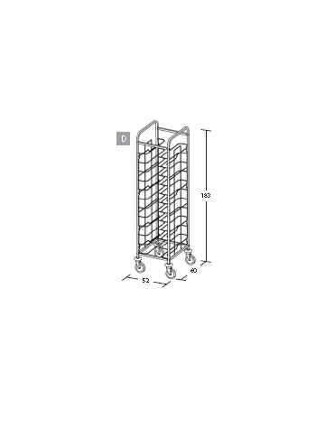 Carrello portavassoi in acciaio inox universali - supporto in filo - Portata vassoi 12 - cm 52x60x183h