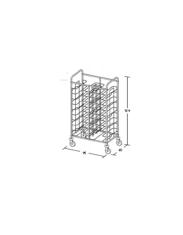 Carrello portavassoi in acciaio inox universali - supporto in filo - Portata vassoi 20 - cm 95x60x159h