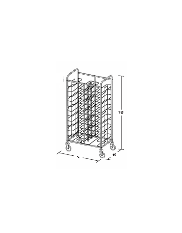 Carrello portavassoi in acciaio inox universali - supporto in filo - Portata vassoi 24 - cm 95x60x183h
