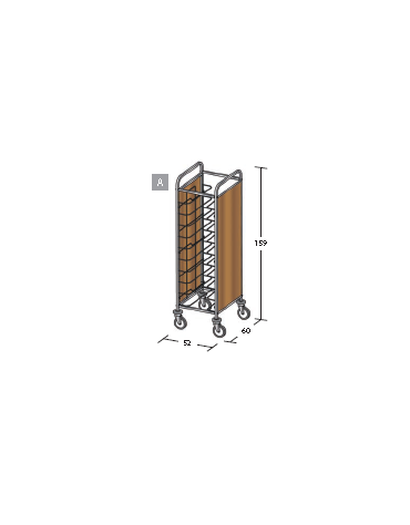 Carrello portavassoi in nobilato su 2 lati - universali - colore ciliegio - Portata vassoi 10 - cm 52x60x159h