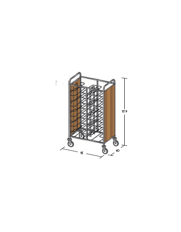 Carrello portavassoi in nobilato su 2 lati - universali - colore ciliegio - Portata vassoi 20 - cm 95x60x159h