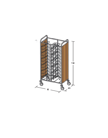 Carrello portavassoi in nobilato su 2 lati universali - colore ciliegio - Portata vassoi 24 - cm 95x60x183h