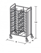 Carrello portavassoi inox su 2 lati - universali - Portata vassoi 20 - cm 95x60x159h